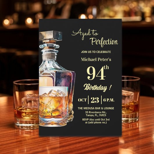 Invitation Aged to Perfection Men 94th Whiskey Birthday 