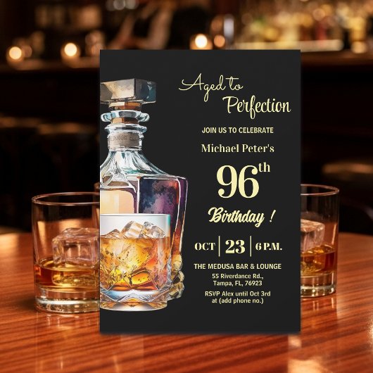 Invitation Aged to Perfection Men's 96th Whiskey Birthday 
