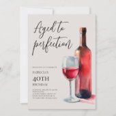 Invitation Aged to Perfection Red Wine 40th Birthday Party (Devant)