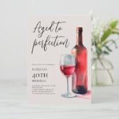 Invitation Aged to Perfection Red Wine 40th Birthday Party (Debout devant)