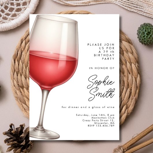 Invitation Aged to perfection red wine birthday party 