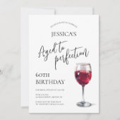Invitation Aged to Perfection Script Wine 60th Birthday Party (Devant)