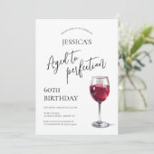 Invitation Aged to Perfection Script Wine 60th Birthday Party (Debout devant)