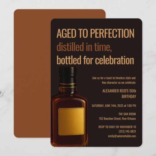 Invitation Aged to Perfection | Whisky Birthday (Devant / Derrière)