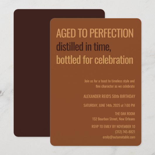Invitation Aged to Perfection | Whisky Birthday (Devant / Derrière)