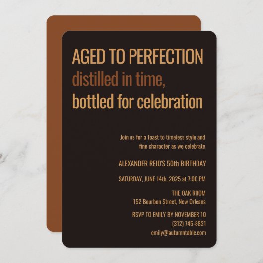 Invitation Aged to Perfection | Whisky Birthday (Devant / Derrière)