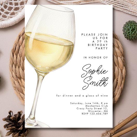 Invitation Aged to perfection white wine birthday party 