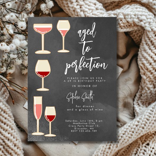 Invitation Aged to perfection wine birthday party 