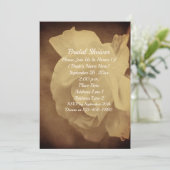 Invitation Aged Vintage Sepia White Rose Bridal Shower (Debout devant)