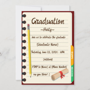 Invitation Agenda Carnet Classeur Graduation Photo Party