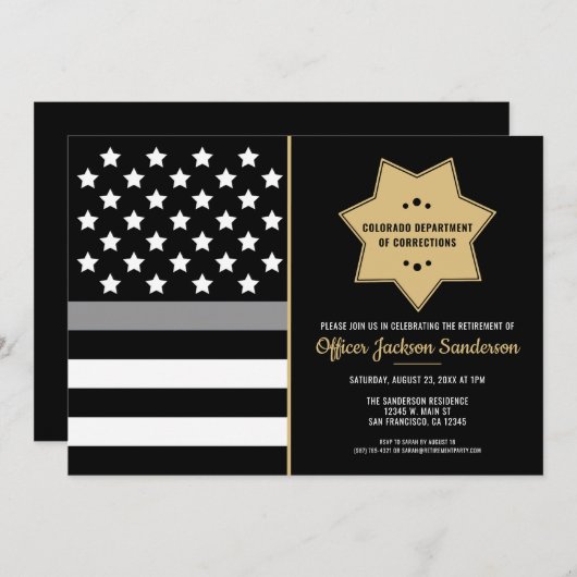 Invitation Agent correctionnel Retraite Silver Line Party (Devant / Derrière)