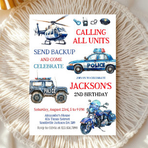 Invitation Agent de police Officier de police Enfants Anniver