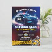 Invitation Agent de police voiture de police anniversaire gar (Debout devant)