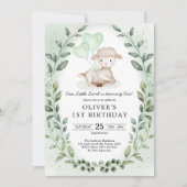 Invitation Agneau de verdure 1er anniversaire Baby Sheep Part (Devant)