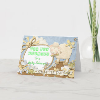 Invitation Agneau de vert d'invitation de baby shower petit