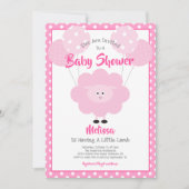 Invitation Agneau Doux Rose Cute Moderne Baby shower Simple (Devant)