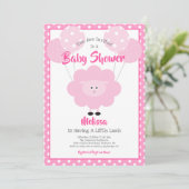 Invitation Agneau Doux Rose Cute Moderne Baby shower Simple (Debout devant)