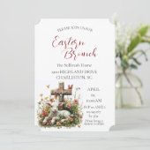 Invitation Agneau Je croise des fleurs papillons Brunch de Pâ (Debout devant)