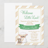 Invitation Agneau neutre de bébé d'invitation de baby shower (Devant / Derrière)