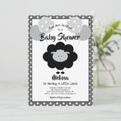 Invitation Agneau noir blanc Baby shower mignonne Simple mode (Debout devant)