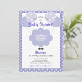 Invitation Agneau pourpre Baby shower neutre genre moderne mi (Debout devant)