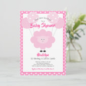 Invitation Agneau rose Baby shower Script Ballons mignons Mod (Debout devant)