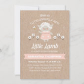 Invitation Agneau rose mignon bébé fille douche (Devant)