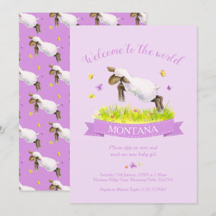 Invitation Agneau sautant mignon bienvenue dans le monde viol