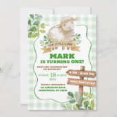 Invitation Agneau vert garçon Premier anniversaire (Devant)