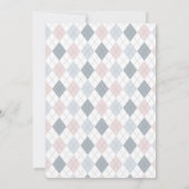 Invitation Agneaux Bébés rose Gris Blanc Leaping Baby shower (Dos)