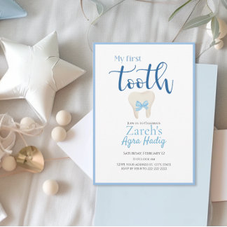 Invitation Agra Hadig Armenian First Tooth Blue Personnalisab