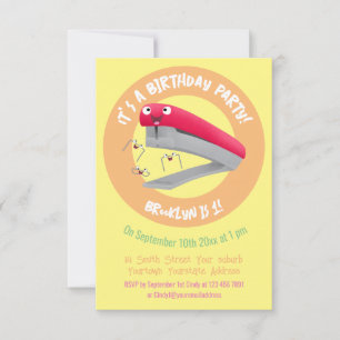 Invitation Agrafeuse rouge mignonne illustration de dessin an