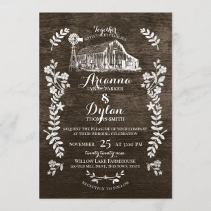 Invitation Agriculture Pays Folle Art Floral Branche Grange B