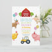 Invitation Agritourisme Animaux 1er Anniversaire de enfant Fi (Debout devant)