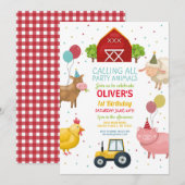 Invitation Agritourisme Animaux 1er Anniversaire de enfant In (Devant / Derrière)