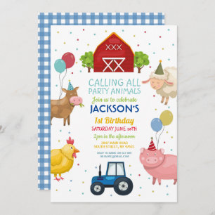 Invitation Agritourisme Animaux 1er Anniversaire de enfant Tr