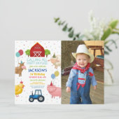 Invitation Agritourisme Animaux 1er Anniversaire de enfant Tr (Debout devant)