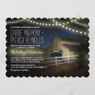 Invitation Agritourisme Éclairage Rustique Grange Mariage Inv