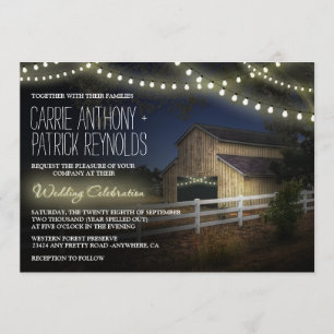 Invitation Agritourisme Éclairage Rustique Grange Mariage Inv