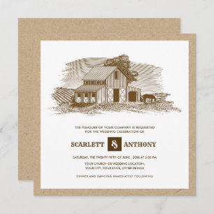 Invitation Agritourisme Papier Kraft Rustic Wedding Invitatio