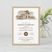 Invitation Agritourisme Papier Kraft Rustic Wedding Invitatio (Debout devant)