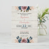 Invitation Agritourisme rustique Bois Aquarelle Mariage Flora (Debout devant)