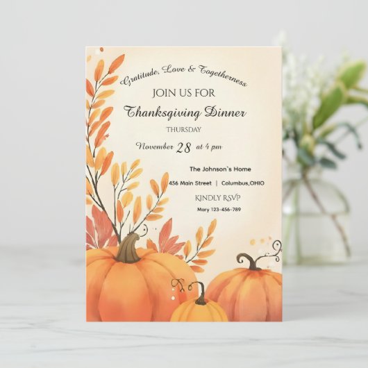 Invitation Agritourisme rustique Cosy automne Thanksgiving (Debout devant)