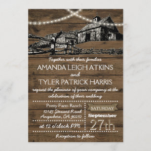 Invitation Agritourisme Rustique Éclairage Grange Mariage Inv