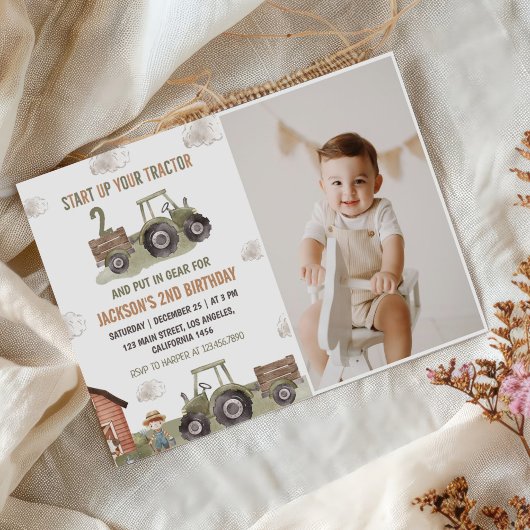 Invitation Agritourisme Tracteur 2e anniversaire Photo