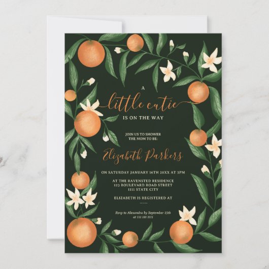 Invitation agrumes botaniques orange petit vert cuite (Devant)