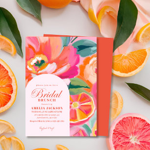 Invitation Agrumes d'été moderne Orange floral douche nuptial