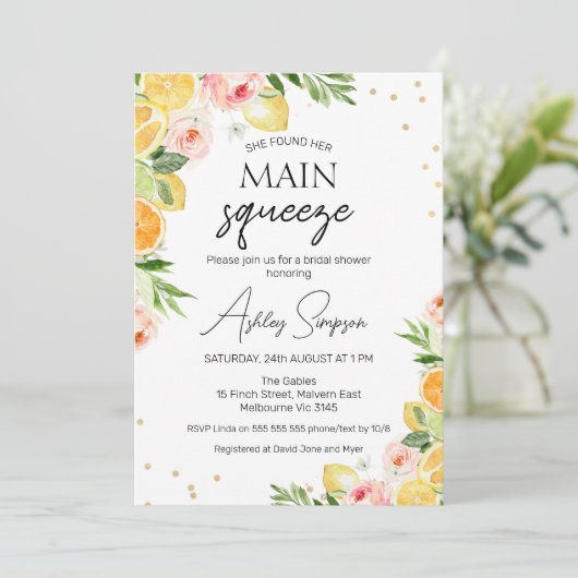 Invitation Agrumes floraux trouvé Fête des mariées principale (Debout devant)
