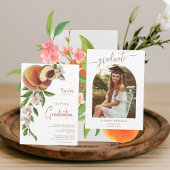 Invitation Agrumes Pêche Florale Pêche Photo Graduation