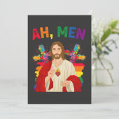 Invitation Ah Men Funny LGBT Gay pride Jesus Christian (Debout devant)